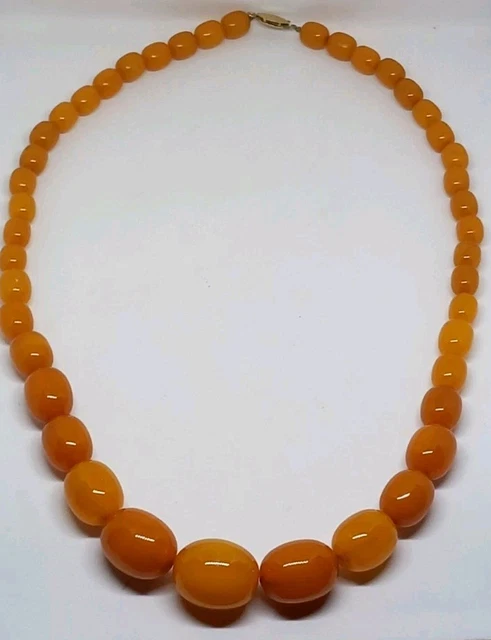 Collier Vintage En Perles Boules D'ambre Baltique - Occasion En Bel état