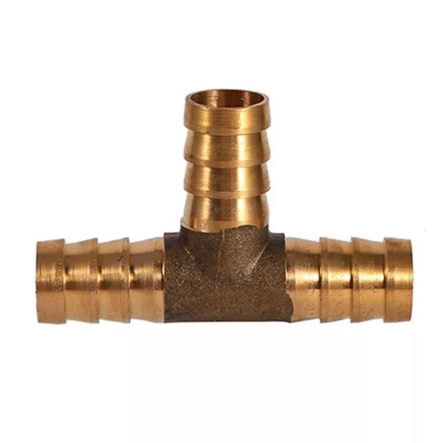 Solid Brass Barbed T Piece Ways Tee Fuel Hose Joiner Adapter Fitting.