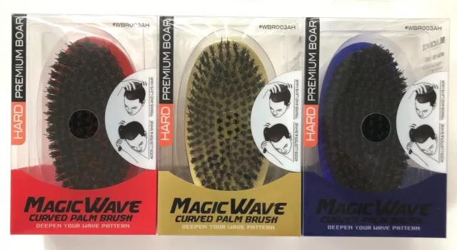 Brand New Magic Wave Curved Palm Brush Hard Premium Boar Bristles WBR003AH