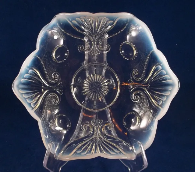 c. 1902 Jefferson Glass Jewel and Fan White Opalescent Star Shape Novelty Dish
