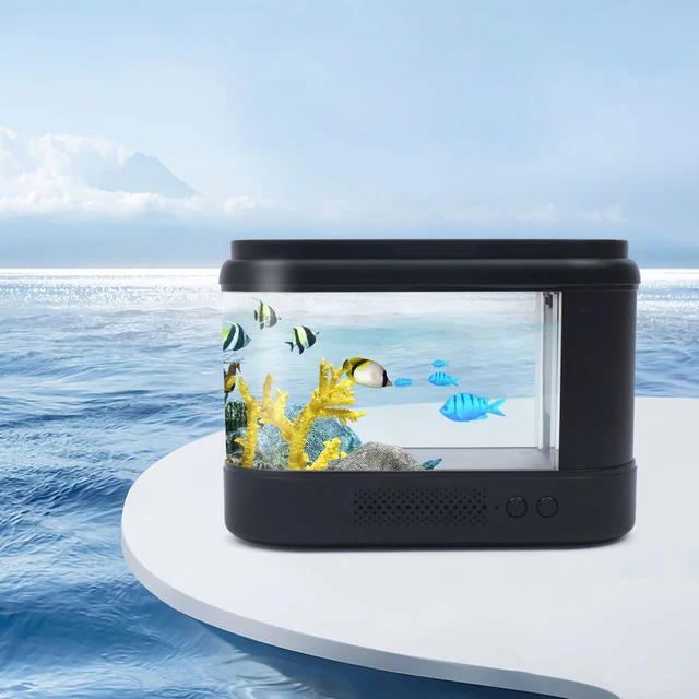Mini Fish Tank Desktop Decor Automatic Water Cycle Silent GrassTank Freestanding