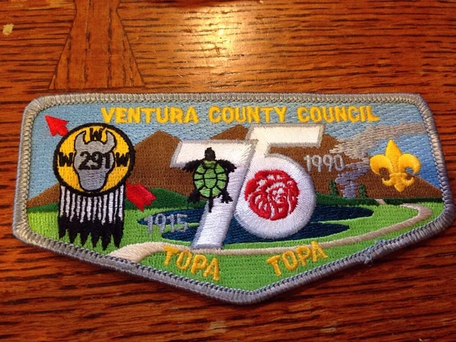 MINT OA Flap 75th Anniversary Lodge 291 Topa Topa Gray Border