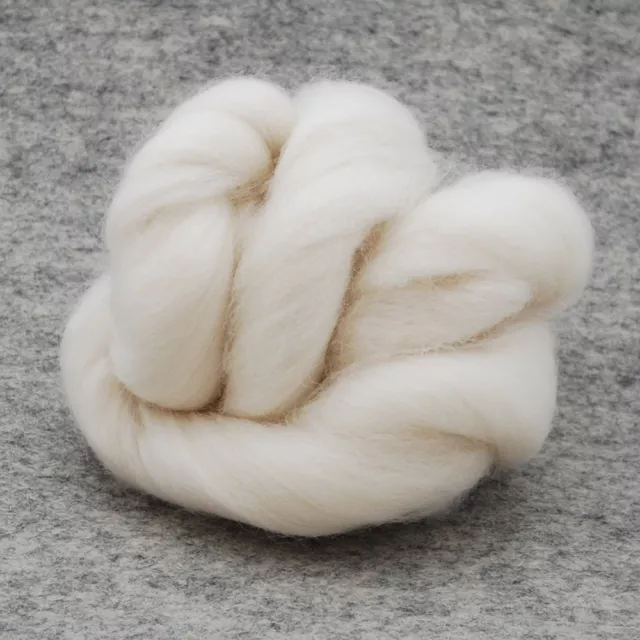 Bio Merinowolle Tops / Roving - natürlich elfenbeinweiß - Filz Spinnen 100g