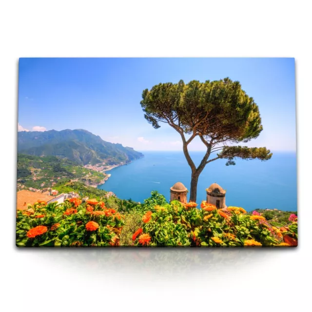 120x80cm Wandbild auf Leinwand Amalfiküste Italien Mittelmeer Sommer Sonnenschei