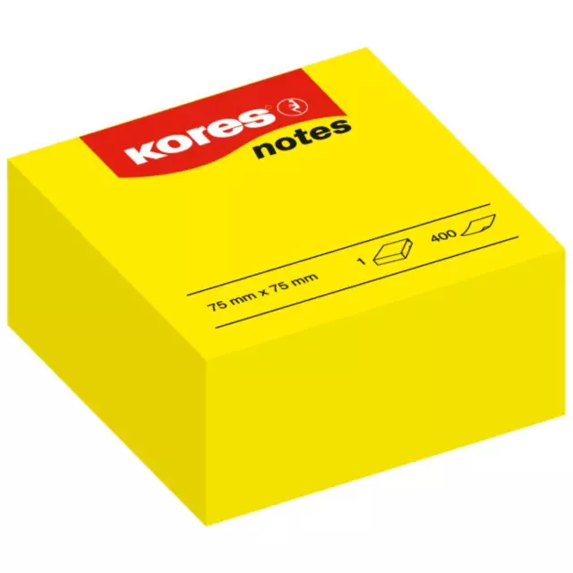 Haftnotizen Würfel 'notes', 75 x 75 mm, blanko, gelb Kores N46074 (9023800460745