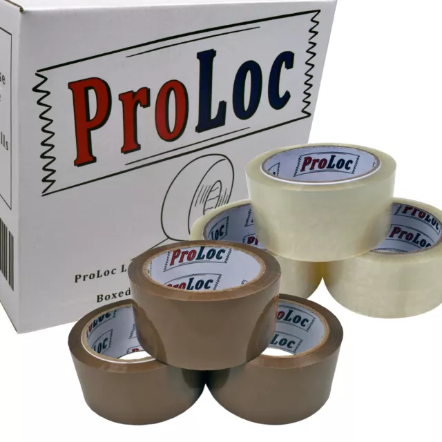 PRO-LOC BRANDED LOW NOISE CLEAR & BROWN PACKING TAPE 48mm x 66M (45MU - STICKY!) 2