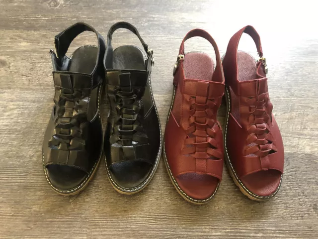 2 pairs of orthotics Sandals shoes. Brand new. Size 8 (39) Black & Maroon . ￼