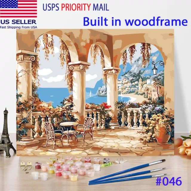 Wooden Framed  DIY Oil Painting Paint by Number Kit for Adults Ocean View
