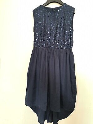 Girls Navy Blue Sequined Dress Size 11 Years