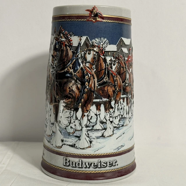 1989 ANHEUSER Busch AB Budweiser Bud Holiday Christmas Beer Stein