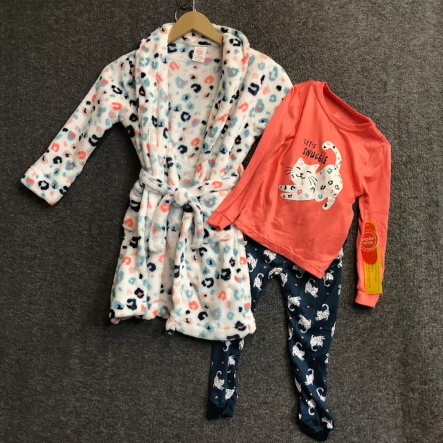 Wonder Nation 3-Piece Baby & Toddler Girls Pajamas & Robe Set Size 5T NWT