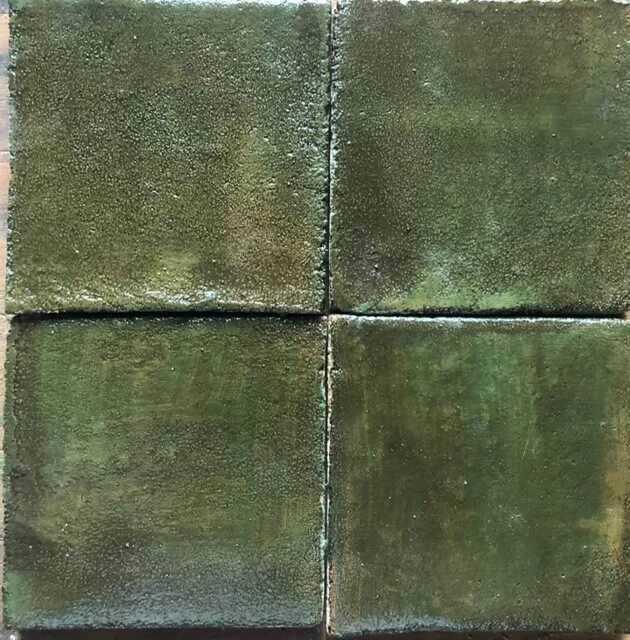 4x4 Cottage Craft Tile Arts and Crafts Green Kitchen Fireplace Wall Tile 18pcs