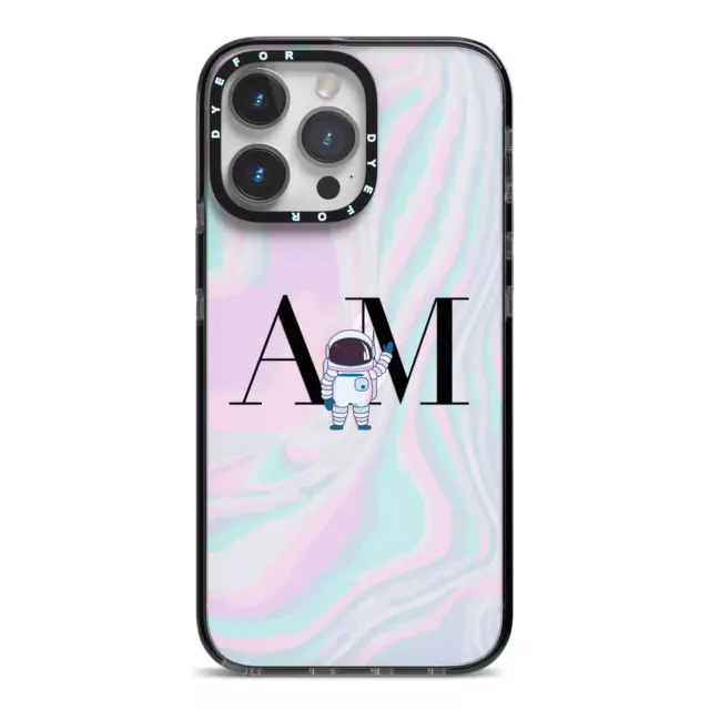 Dyefor Pastel Marble Ink Astronaut Initials iPhone Case for 14, 13, 12 11 Protec