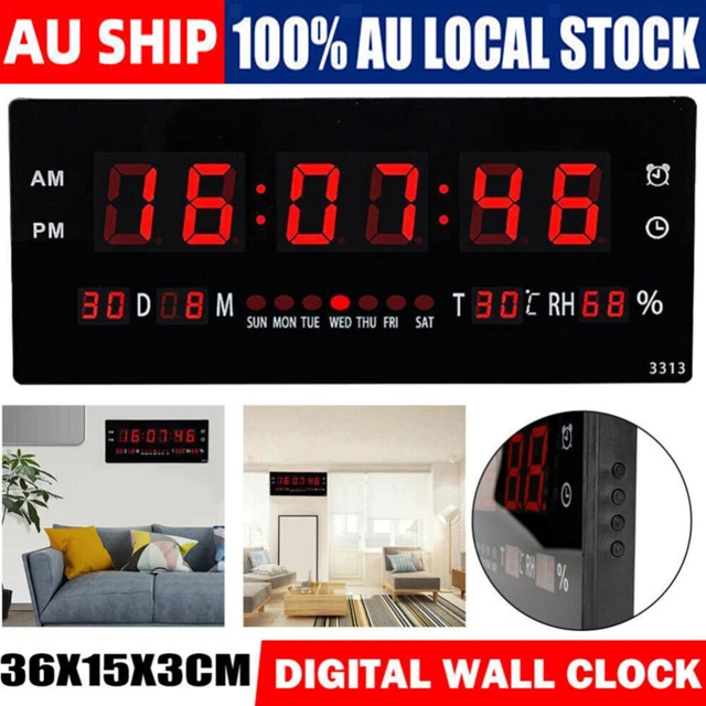 DIGITAL HOME LARGE Big Jumbo LED Wall Clock Desk With Calendar