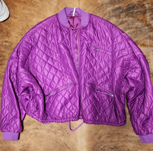 Free People Quilted oversized bomber purple Jacket Size XS Pre-Owned From SFH