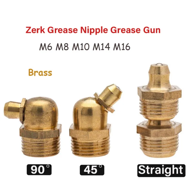 Pistola de latón grasa pezón grasa Zerk montaje recto y 90 grados y 45 grados