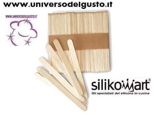 SILIKOMART Set 100 Varillas Palillo de Madera Haya Molde Fácil Crema