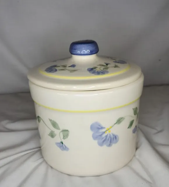 Crock Shop of Santa Ana 5.5" blue flower crock cannister vintage