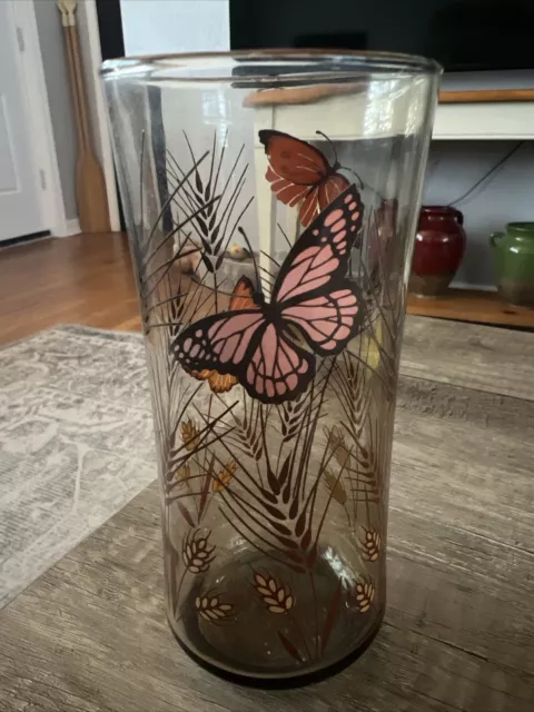 Libbey Monarch Butterfly Tumbler Wheat Stalks - 6.5” Tall