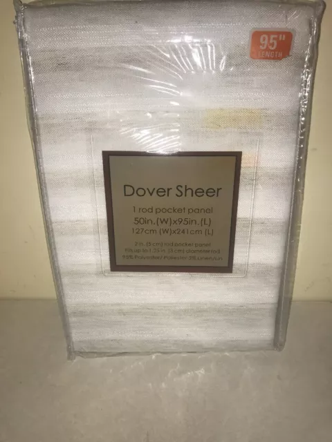 NEW Dover Sheer Striped 50" x 95" Rod Pocket Window Curtain Panel in Natural 2