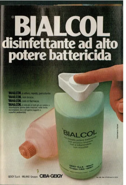 PUBBLICITA' ORIGINALE VINTAGE Anni 70-Disinfettante Bialcol Ciba Geigy EUR  2,90 - PicClick IT