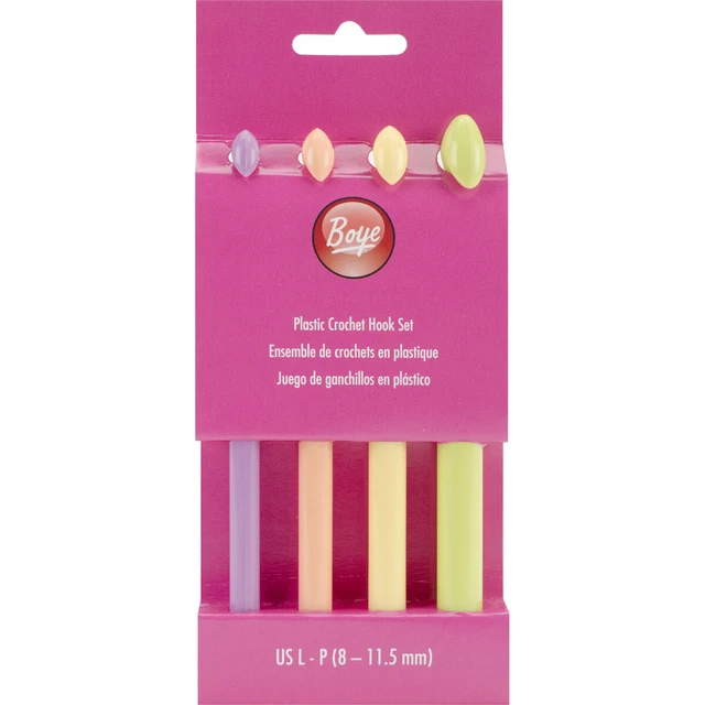 Boye Plastic Crochet Hook Set-Sizes L11 To P16 235001MM