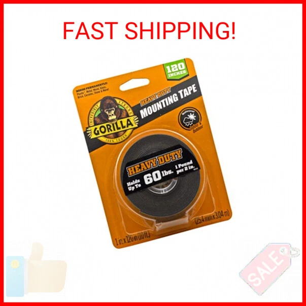 GORILLA HEAVY DUTY, Extra Long Double Sided Mounting Tape, 1" x 120