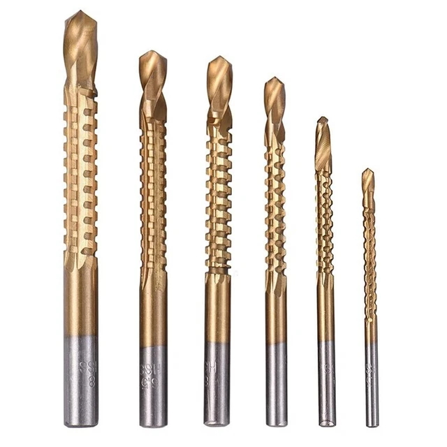 6Pcs Titanium Drill Saw Bit Set, HSS Serrated Bit Hole Drilling, 3-8mm9743