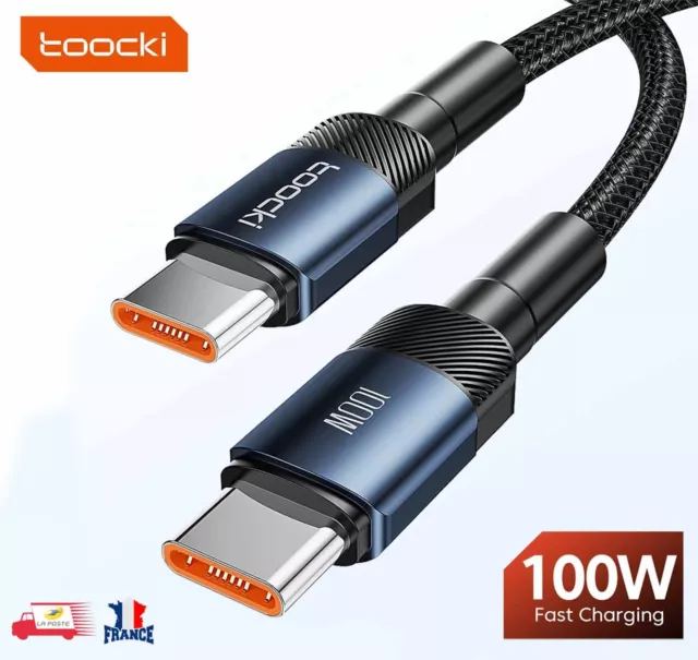 Câble USB C vers Type C 100W charge rapide PD Transfert de Données Sync Toocki