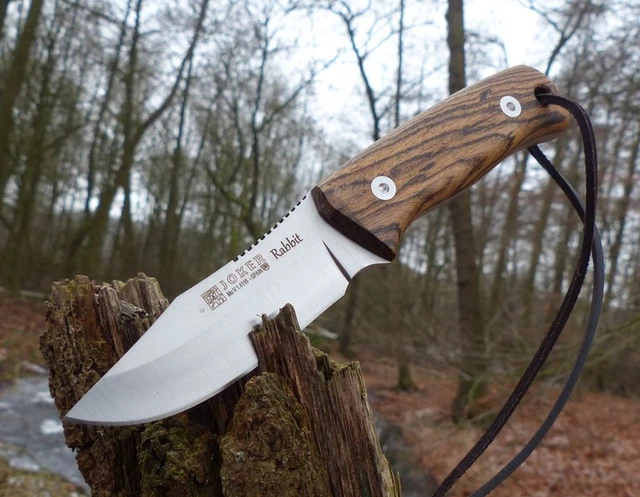 Joker Bushcraft Messer Erizo CB75, Bocote Holzgriff – 7,5 Cm MOVA Klinge, Mit Lederscheide