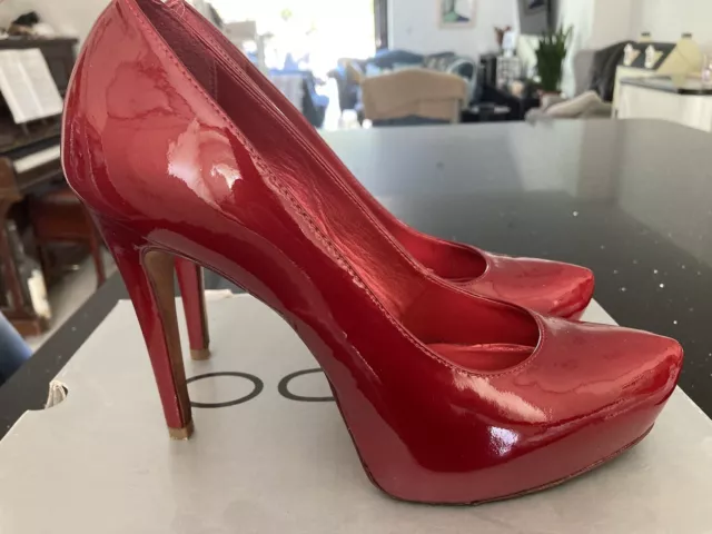LADIES ALDO RED Patent Leather High Heels Size 40(6.5) In Original Box ...