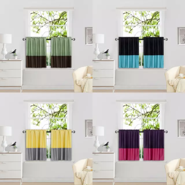1Set 2 Colors Home Window Curtain Faux Silk  Mix Fashion Panel Rod Pocket (Any)