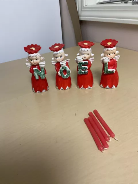 Vintage Porcelain Christmas NOEL Angels 4”