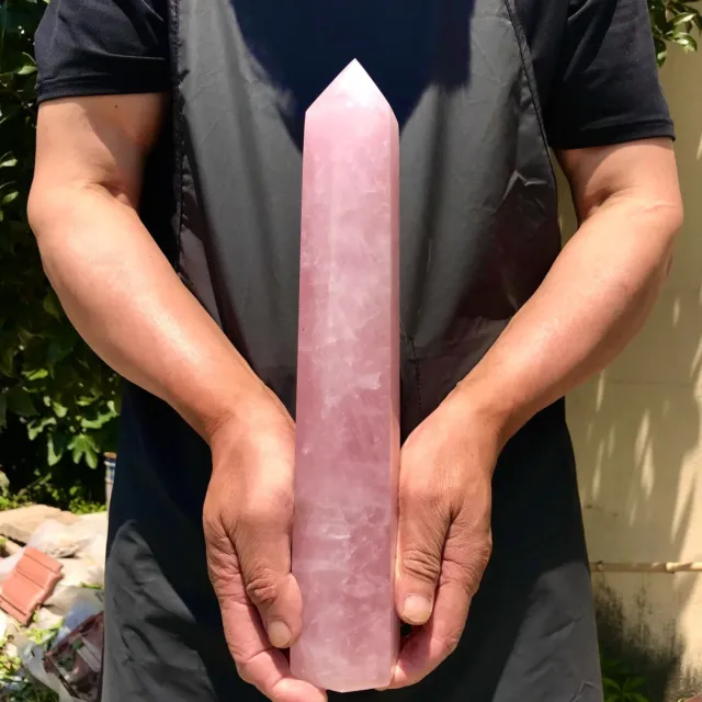 2150g Natural Rose Quartz Obelisk Crystal wand Point Reiki Healing