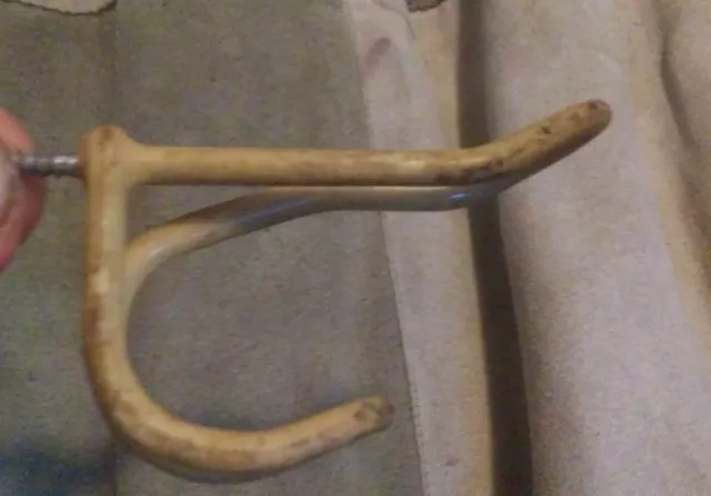3 Antique Architectural Hardware Vinal Coated Double Hooks Hat Coat Screw Back 9