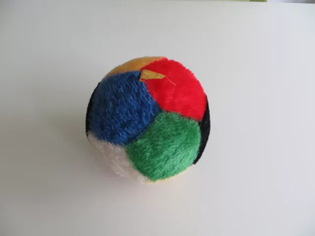 Steiff Ball Gymnastikball, farbig, Mohair, alt, mit gelber Fahne