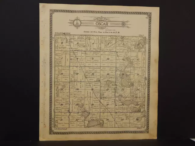 Minnesota Otter Tail County Map Bluffton Oscar  Township 1912 Dbl Side  K12#64