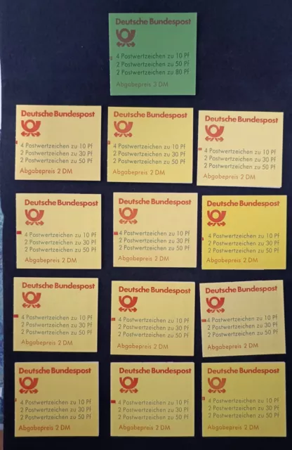 Bund Markenheftchen 12 x MH 21b mit ZB + 1x MH 25a mit ZB postfrisch