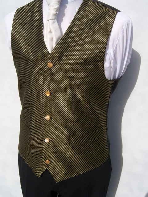 Matrimonio SUIT Gilet Nero Oro Limone Diamante Abito Formale Tutte le Taglie