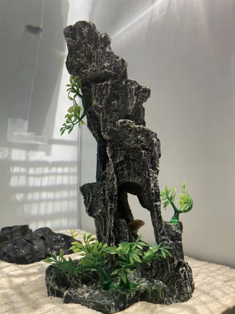 Aquarium Fish Tank Ornament Decoration Tall Mountain Hiding Fish Cave