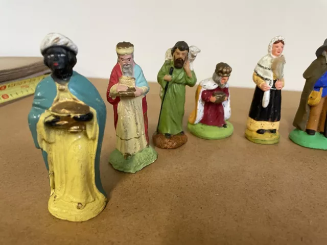 Lot de Santons Ancien Crèche Terre Cuite XIXeme Noël Roi Mage 2