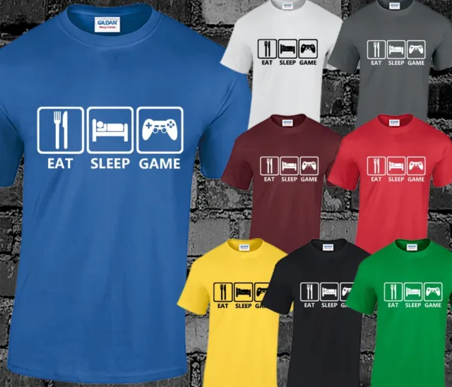 Eat Sleep Game Mens T Shirt Funny Design Gaming Pc Gamer Gift Present Gamer