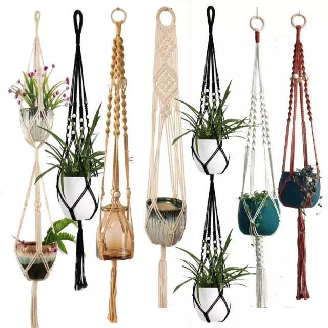 Suspension pour plantes en macramé 100% fait main Décoration pots de fleurs