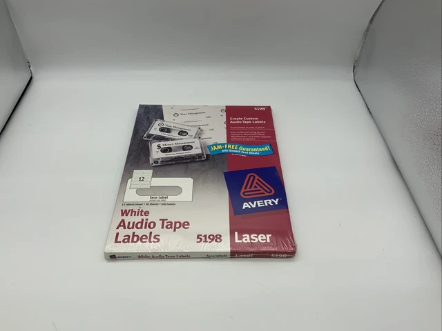 Avery 5198 White Laser Audio Tape Labels 50 Sheets 12 per Sheets 600 Labels