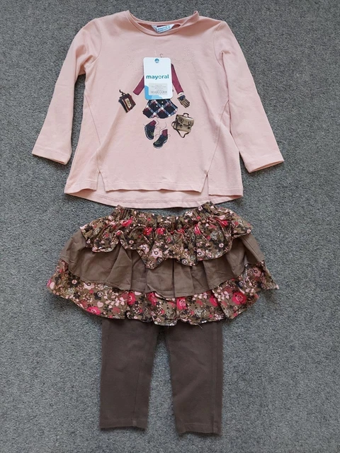 Girls Long Sleeve Top/Skirt/Leggings Outfit From Mayoral/Vertbaudet, 2 Yrs
