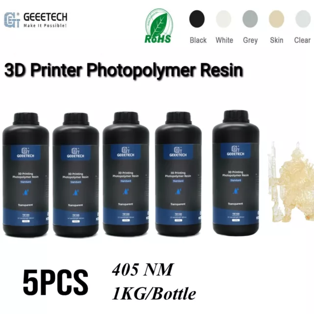 5KG Geeetech Résine Rigide Transparente UV 3D Impression Photopolymère Résine FR