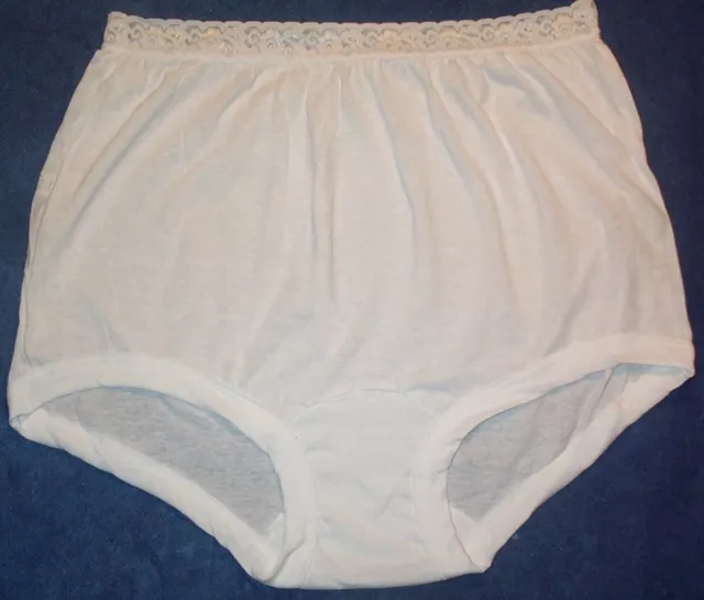3 Pair Size 10 White 100% COTTON Elastic LACE  Band LEG PANTY USA Made Close Out