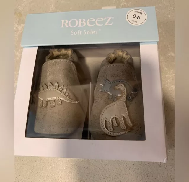 Robeez Baby Soft Soles Dinosaur Baby Shoes Size 0-6 Brand New in Box 3