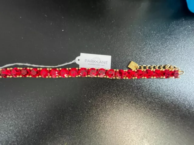 Park Lane Poinsettia Impression Bracelet !! Red / Yellow Gold Tone