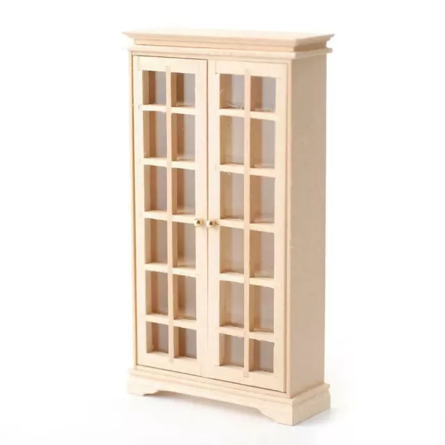 Dolls House Bare Wood Book Cabinet Bookcase Display Cabinet Study Furniture 1:12